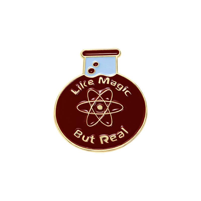 Cartoon brooch chemical beaker English alphabet symbol modeling clothes decoration schoolbag accessories
