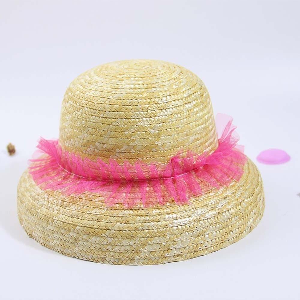 Rounded Toddler Beach Hat Large Brim Sunshade Straw Cap Sunscreen Hat Children Straw Hat Outdoor