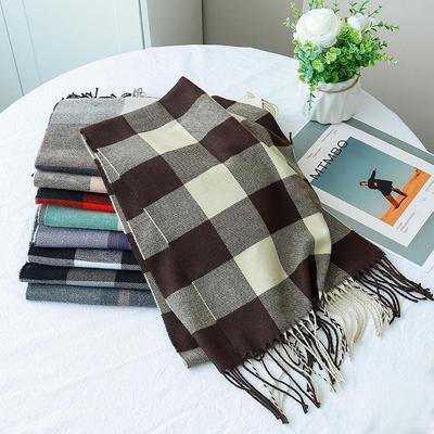 Autumn & Winter Plaid Scarf: High-End, Versatile, Warm Imitation Cashmere for Men & Women.