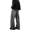 Men's American Retro High Street Wide-Leg Jeans - Spring Arrival, Trendy Loose Fit, Floor-Length