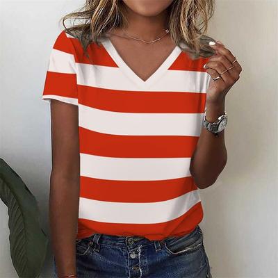 Nuove T-shirt da Donna Estive Divertenti Stampa a Righe Top Moda Semplice Modello T-shirt per Donne Abbigliamento Femminile per il Tempo Libero Streetwear