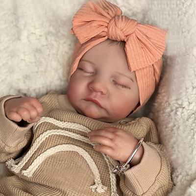 BZDOLL 19inch/48cm Reborn Soft Vinyl Baby Doll Already Painted Finished Levi Sleeping Newborn Baby Size 3D Skin Visible Veins Collectible Art Doll