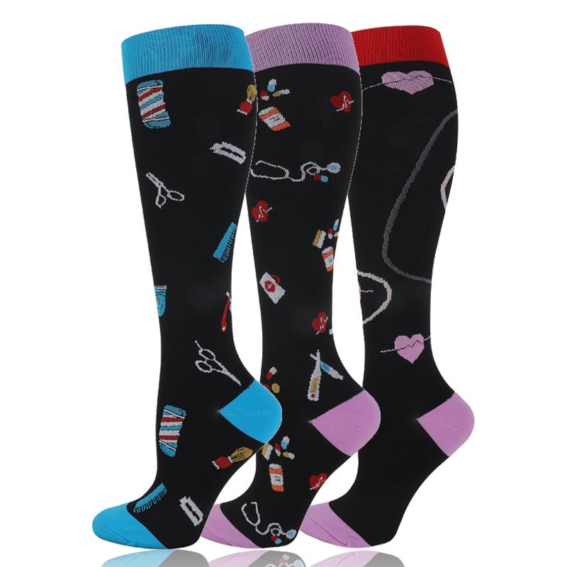 

58 стилей 3 пары/упаковка компрессионные носки до колена 30 мм рт. ст. женские мужские спортивные носки отек диабет варикозное расширение вен носки для бега S-M