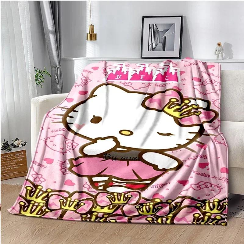 HelloKitty Cartoon Anime Kawaii Blanket for Kids Super Soft Cute Blanket for Travel Bedding Couch Sofa Bed Blanket Birthday Gift