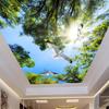 Blue Sky Green Tree White Pigeon Ceiling Wallpaper 3d Large Ceiling Mural Simple Restaurant Living Room Ceiling Wallpaper