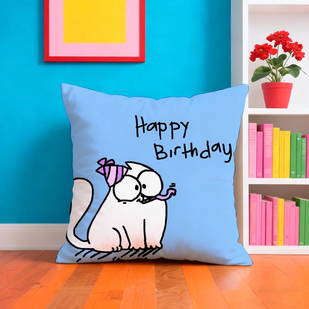 Heiß-Cartoon S-Simons-Katze Kissenbezug Plüschstoff Weich Zweiseitig Bedruckt Sofa Warm Winter Heimgeschenk Kissenhülle