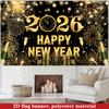 1Pcs New Year 2026 Black Golden Theme Decoration Background Backdrop For Photo Studio Photo Booth Party