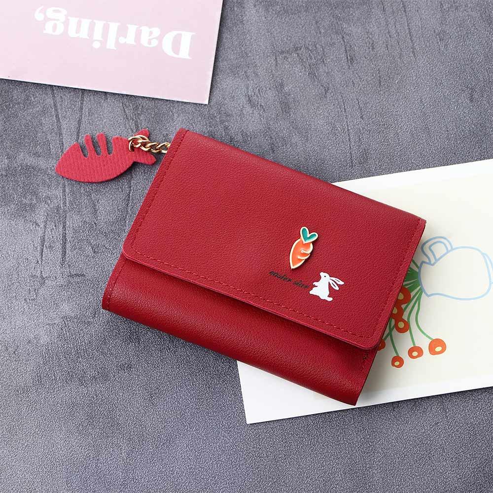 PU Leather Rabbit Carrot Korean Money Bag Women Wallets Card Holders Small Coin Purse