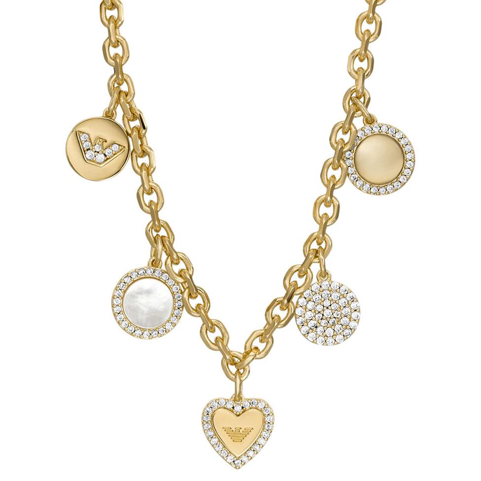 Emporio Armani Heart-Shaped Inlay Design Necklace Women Necklace Gold EGS3103710