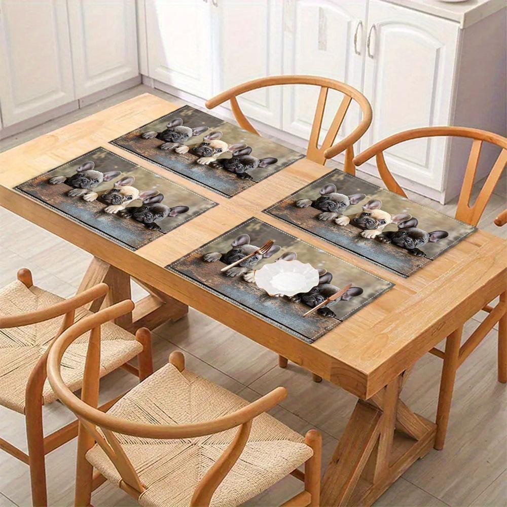 4Pcs, Cute Bulldog Placemats, the Best Placemats, Washable, Suitable for Holiday Parties, Home Decor