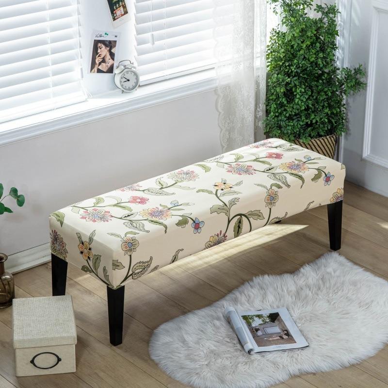 1Pc Long Bench Cover Stretch Polyester Removable Washable Anti-Dirty Piano Stool Chair Covers Living Room Bedroom Seat Protector
