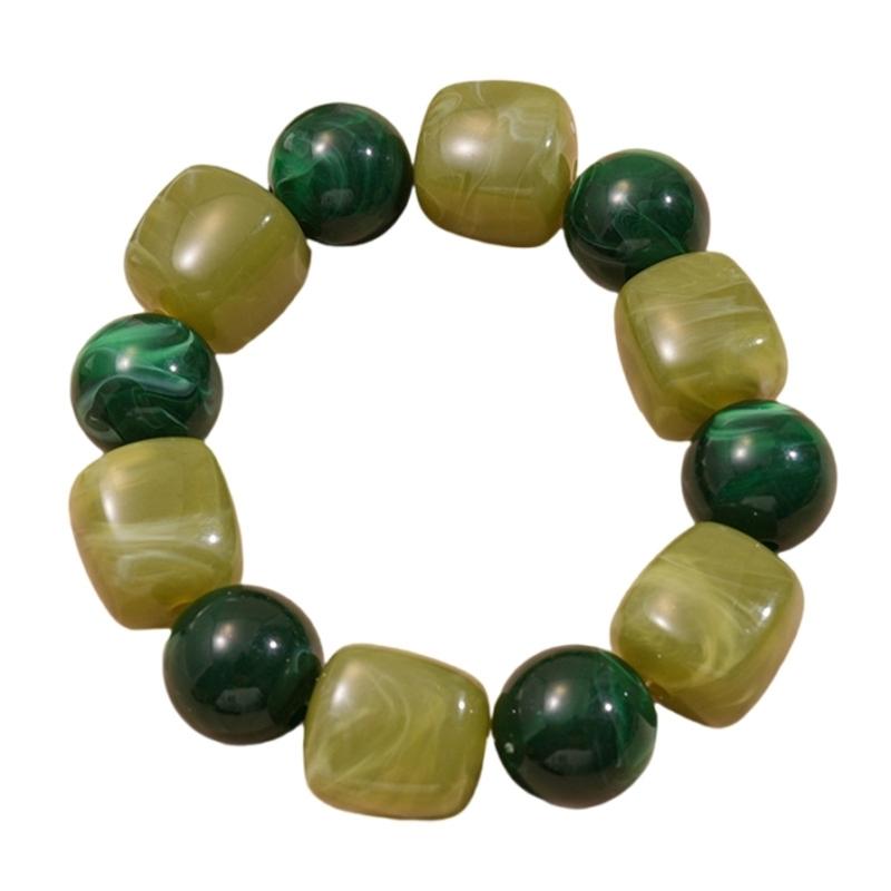 A52E Minimalist Acrylic Bead Jewelry Irregular Geometric Design Flexible Sizing Wrist Accessory