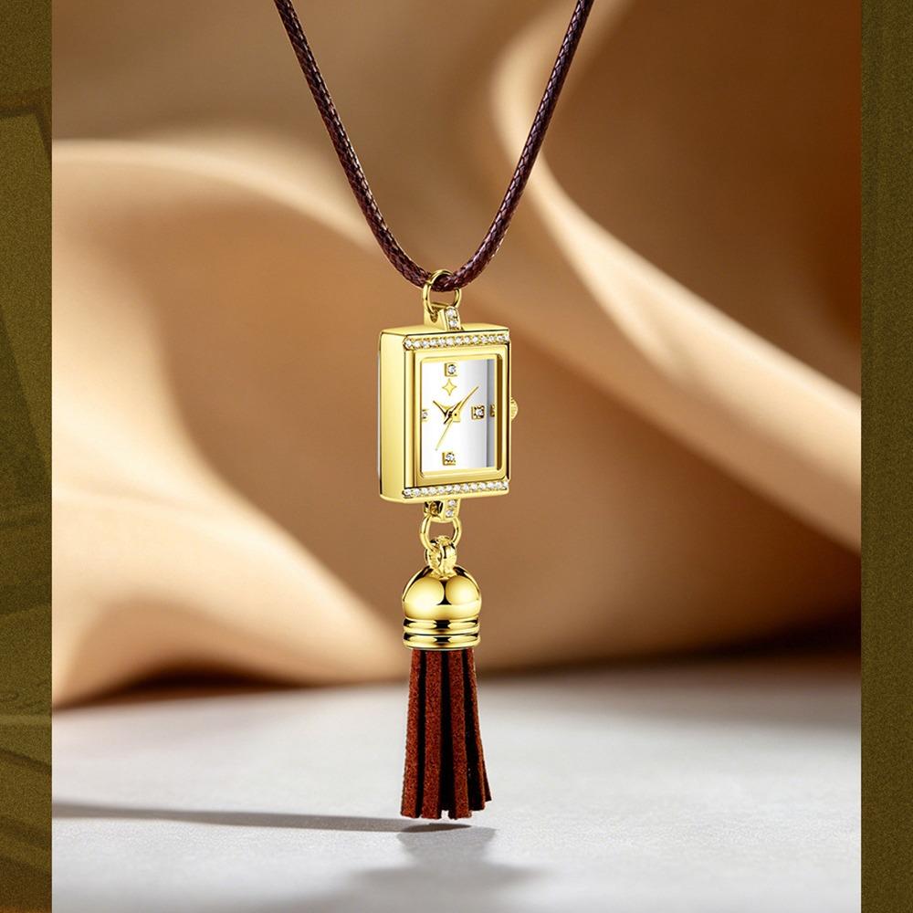 Damen Taschenuhr Französisch Elegantes Quasten-Anhänger-Halskette Für Sie Damen Geburtstagsgeschenk Quarzwerk Retro Mode Schmuck