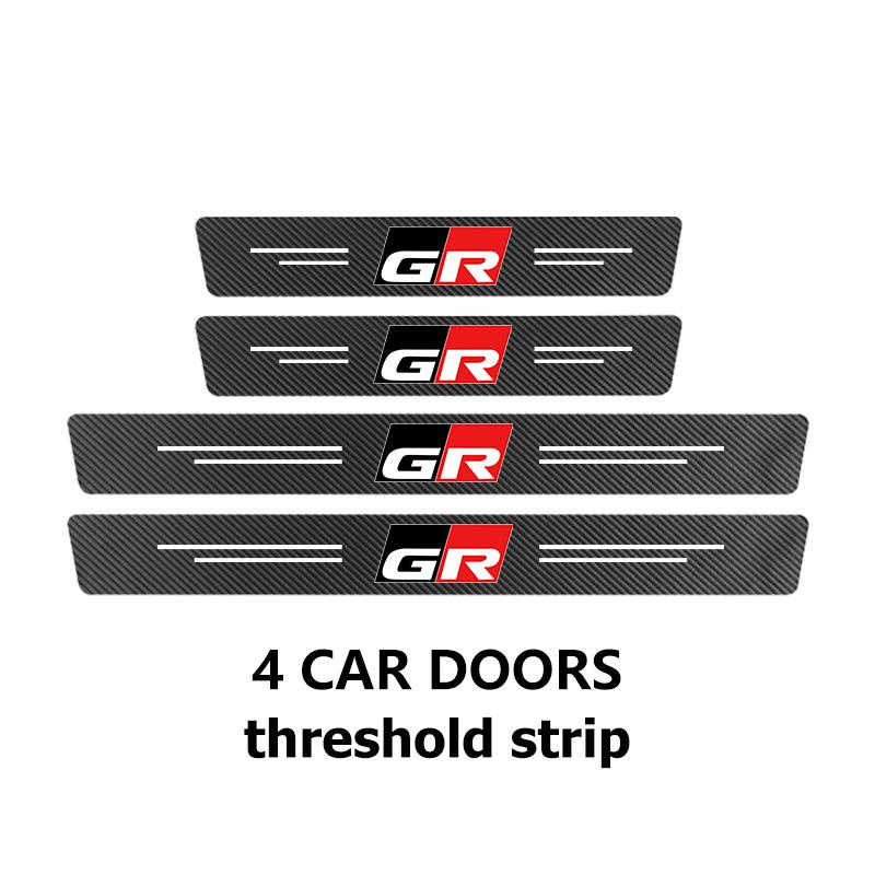 Car Interior Door Sill Strip Carbon Anti-Scratch Protector Sticker For Toyota Crown Land Cruiser RAV4 Camry Yaris Corolla Prius