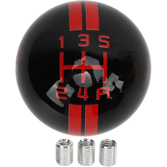 

Estink 5 Speed Manual Shift Knob Ergonomic Replacement Gear Shifter for Ford 1967 to 2018 White Black Design with Clear Numbers Includes 3 Adapters Black Red