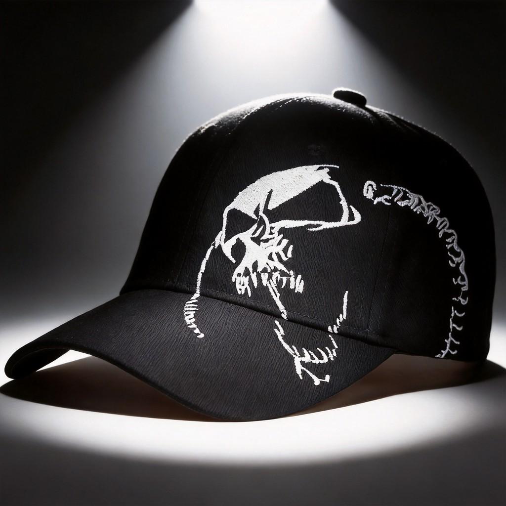 Skull Embroidered Baseball Cap With Adjustable Fit For Outdoor Sports And Sun Protection