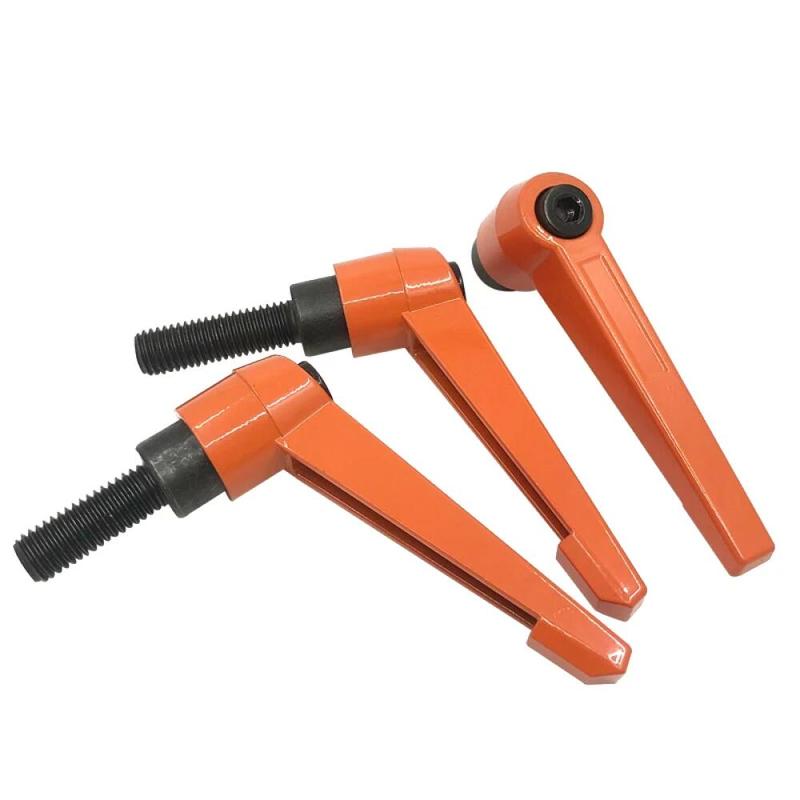 M4 M5 M6 M8 M10 M12 Orange/Black External Thread Adjustable Handle L-shaped Rotary Mechanical Tool Clamping Lever Machinery Handle