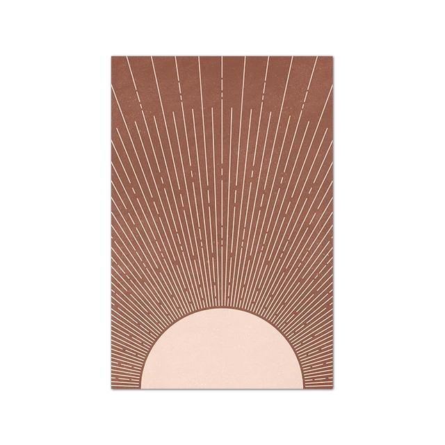 Mid Century Sun Moon Boho Wall Art Terracotta Abstract Landscape Canvas Print for Living Room and Bedroom Decor