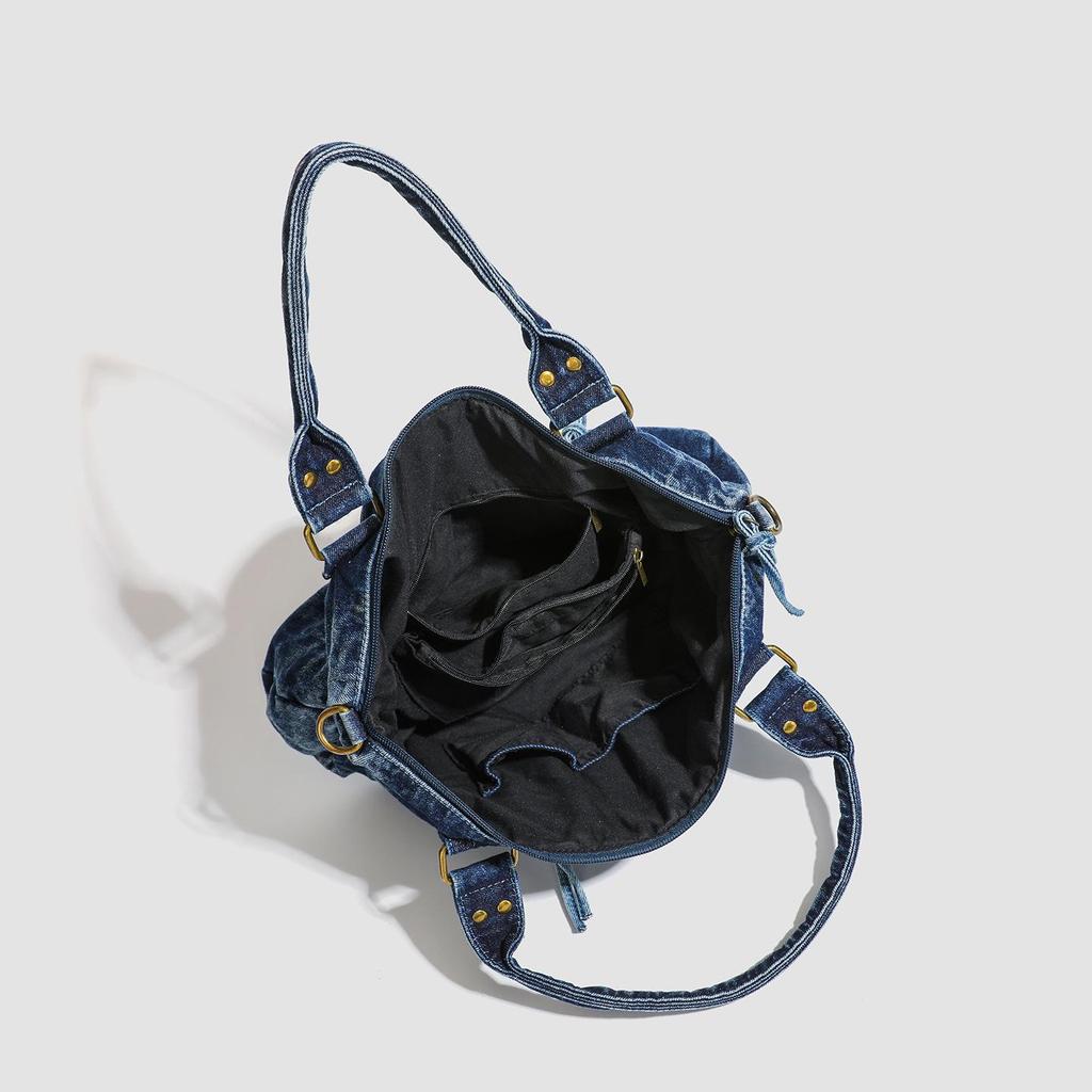 Retro Spicy Girl Washed Wasteland Large Capacity Crossbody Tote