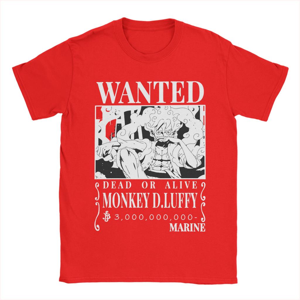 Bounty Monkey D Luffys Wanted Ones Pieces T Shirt for Men Cotton Funny TShirts Round Neck Tees Short Sleeve Clothes Classic