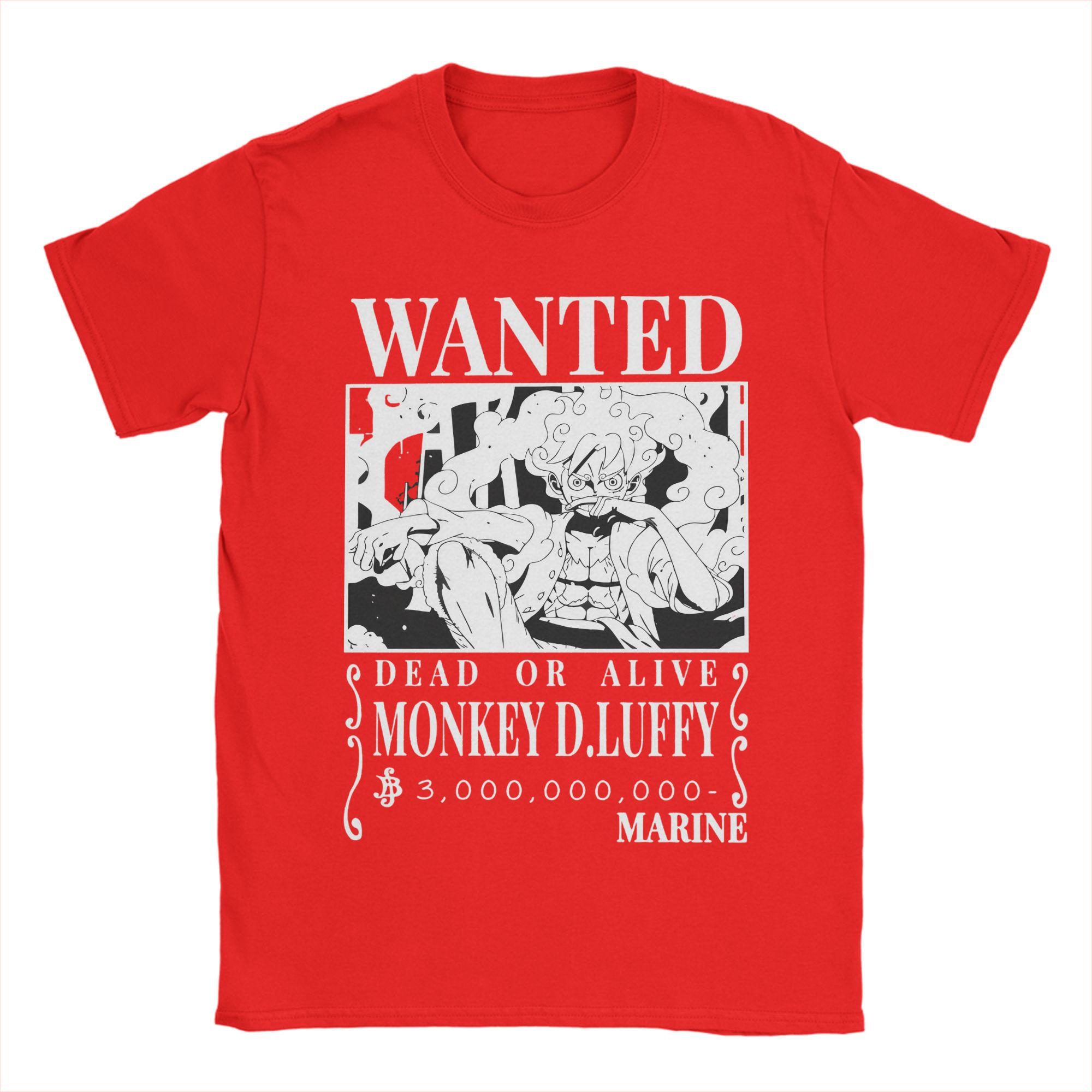 

Bounty Monkey D Luffys Wanted Ones Pieces T Shirt for Men Cotton Funny TShirts Round Neck Tees Short Sleeve Clothes Classic S