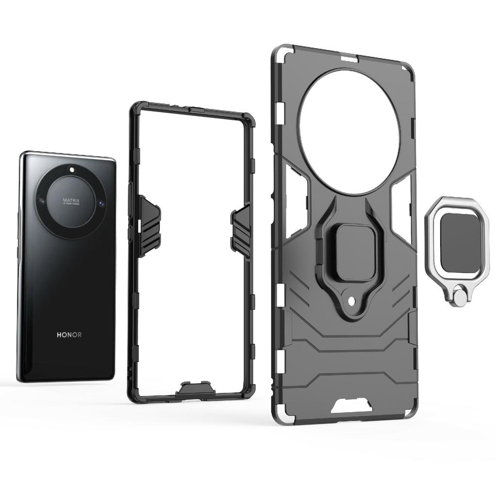 For Honor X40 5G/X9a 5G/Magic5 Lite 5G Ring Holder Kickstand Back Cover TPU+PC Anti-drop Phone Case