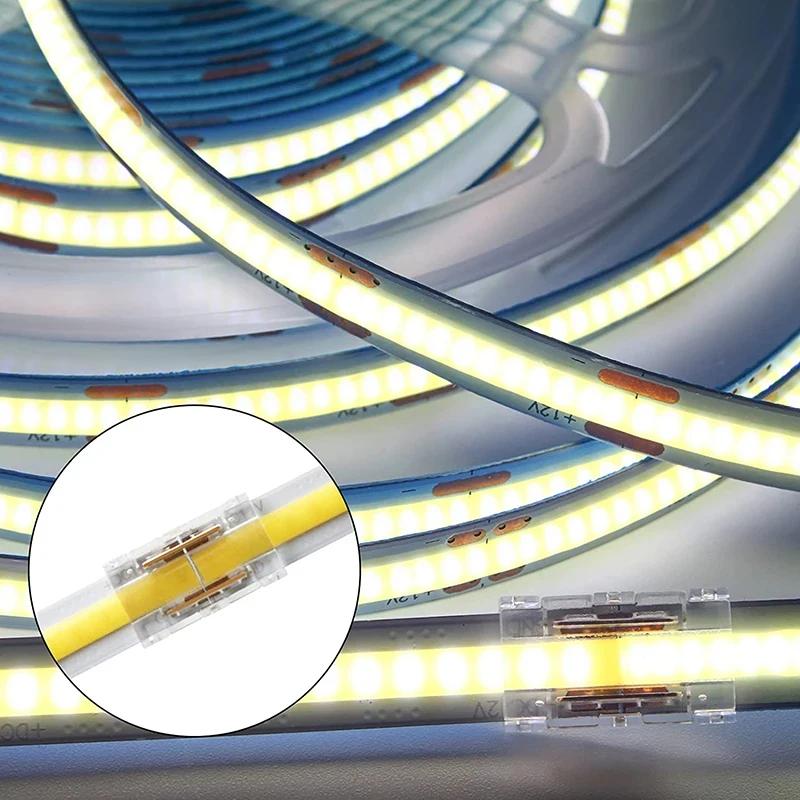 COB Mini Led Light Strip Wire Connectors 2 Pin Connection SolderlessCOB 8mm LED Strip To Strip Wire Connector