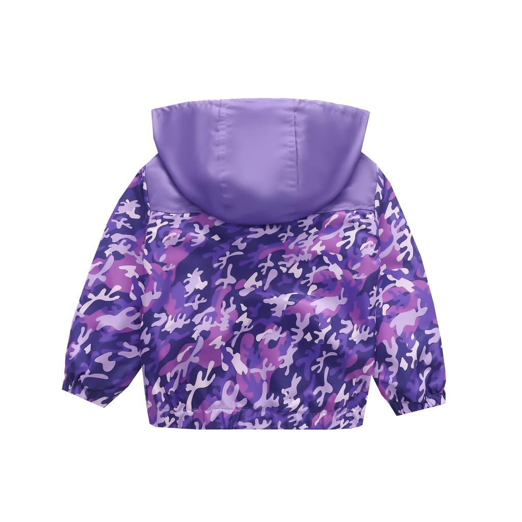 Boys and Girls Children's Clothing In Small Children Printed Fashion Splicing Casual Hooded Zipper Jacket Jacket