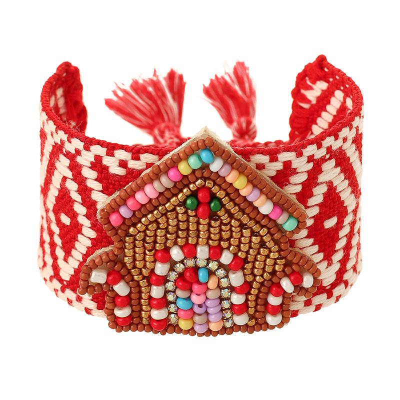 

2025 Autumn/Winter Rhinestone & Seed Bead Tassel Christmas Bracelet for Women