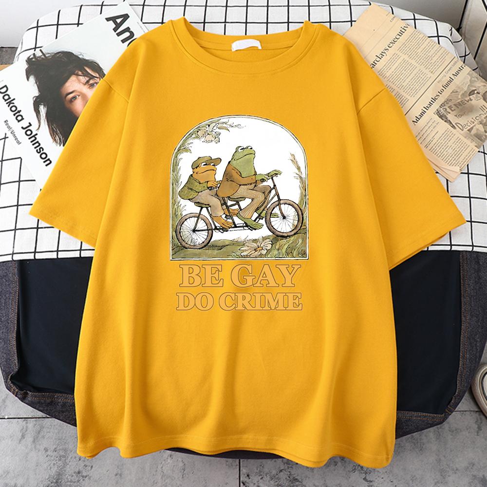 Be Gay Do Crime Printed Men Cotton T Shirts Casual All-math Short Sleeve Vintage Creativity Crewneck Tops Mans Tee Clothing