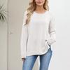 Ladies Autumn Winter Long Sleeve Round Collar Solid Color Pullover Warm Knitted Sweater Knitwear Top