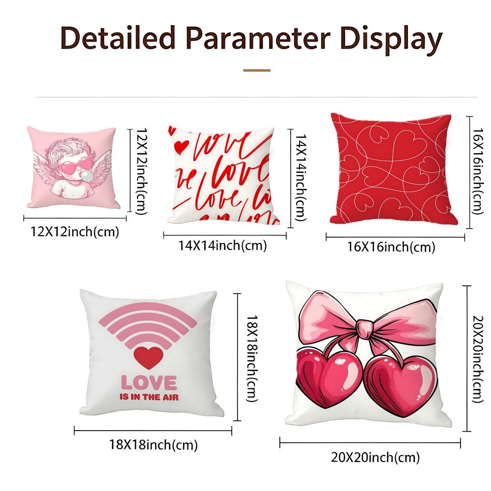 Holiday Valentine'S Day Cushion Cover Cushion Cover Set 4Pcs 50X50 45X45 40X40 Pillowcase Decorative Sofa Home Decor
