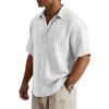 Men’s Loose Fit Casual Cotton Crinkle Texture Shirt Short Sleeve Button Down Collared Top for Everyday Wear