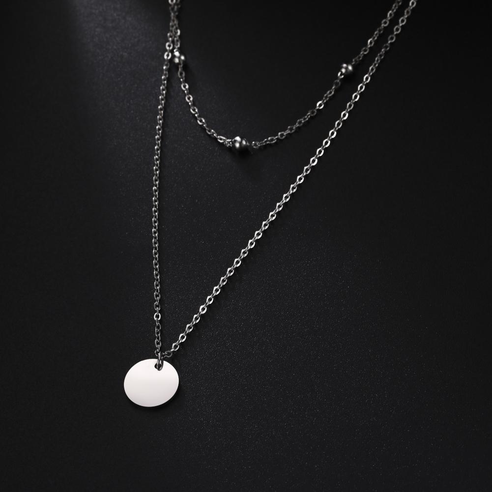 Cazador Double Layer Chain Necklace for Women Stainless Steel Round Dics Pendant Beads Chain Minimalisst Jewelry Fashion Choker