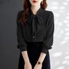 ZANZEA Women Casual Bows Round Neck Loose Long Sleeve Elegant Blouse