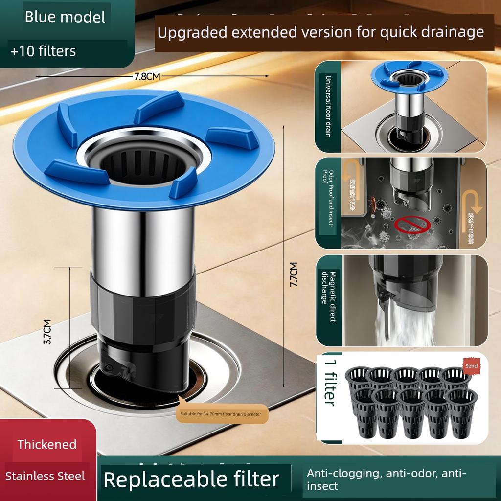 Floor Drain Deodorizer, Bathroom Anti-Odor Device, Anti-Insect Sewer Cover, Bathroom Drain Hair Catcher