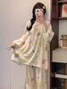 Women's Sweet Pure Cotton Pajama Set - Round Neck, Long Sleeve, Long Pants, Comfortable Home Wear for Spring & Autumn