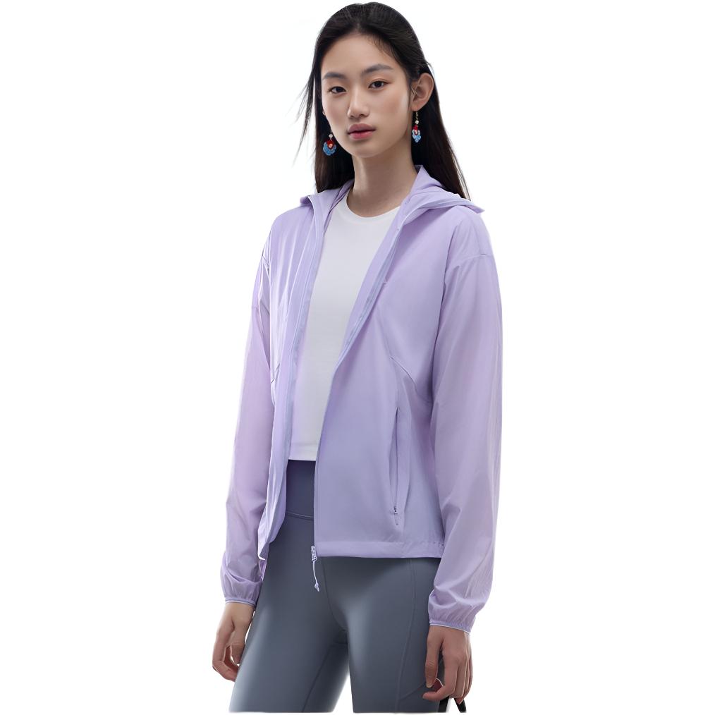 Anta Outdoor Series Solid Color Zipper Hooded Comfortable Breathable Versatile Loose Sun Protection Jacket Women Jackets Cool-Purple 962526601-3