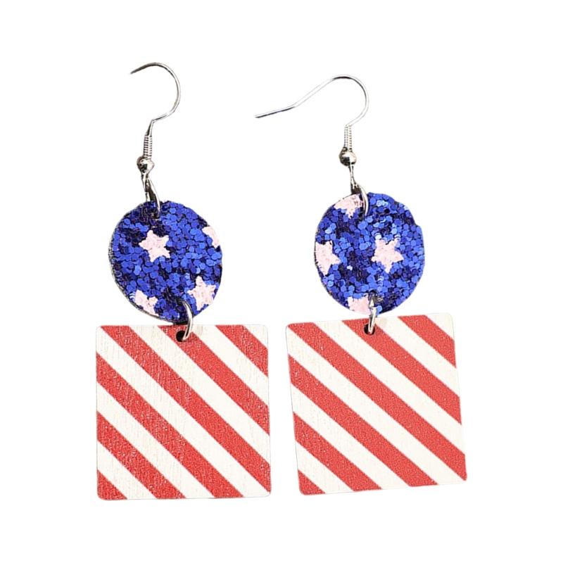 Retro Inspire Portable Earrings with Unique Multiple Layer Print and Flag Sequins Decoratiion for Festive Occasions