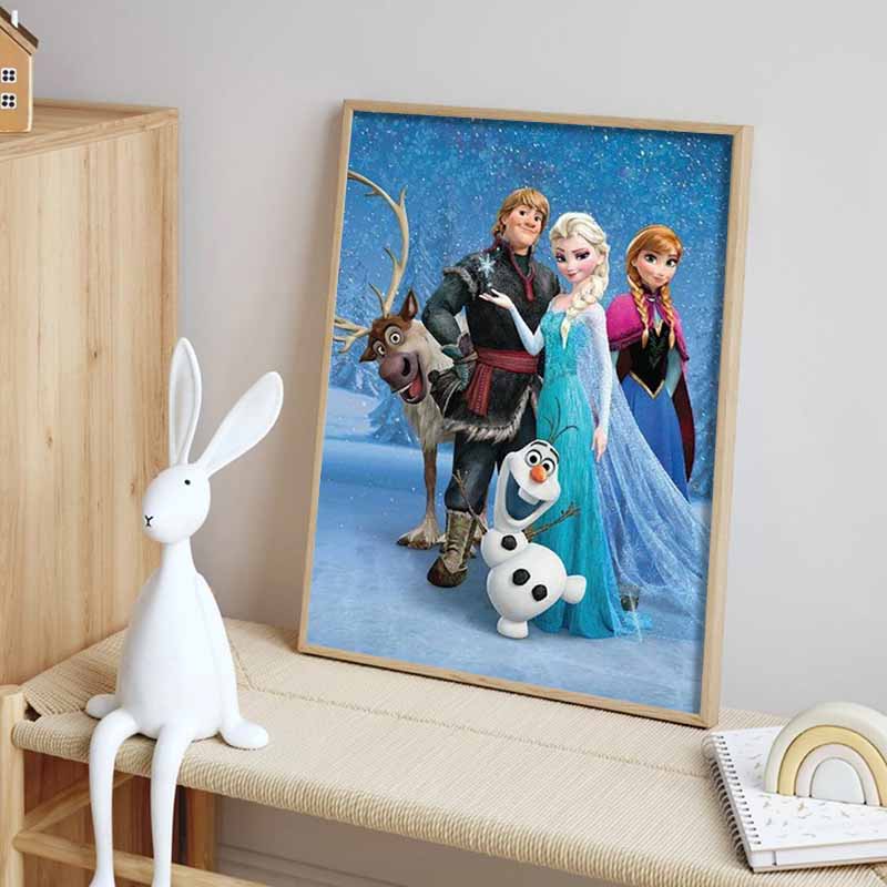 Disney Diamond Painting Frozen Characters Ice and Snow Theme Illustration Cute DIY Rhinestone Mosaic Cross Stitch Kit - Embroidery Gift for Home Decor