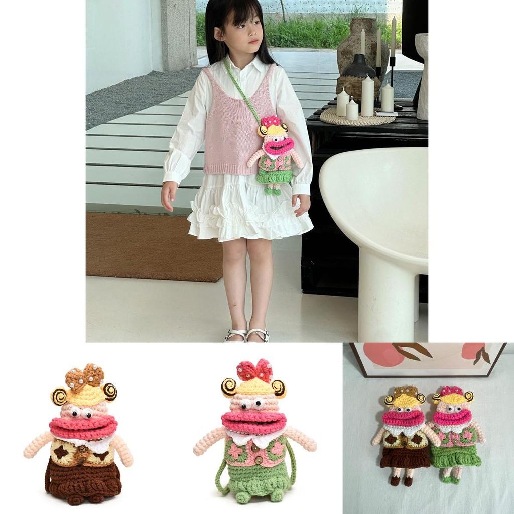 Adorable Cartoon Knitted Shoulder Bag For Kids Stylish And Fun Fall Winter Accessory