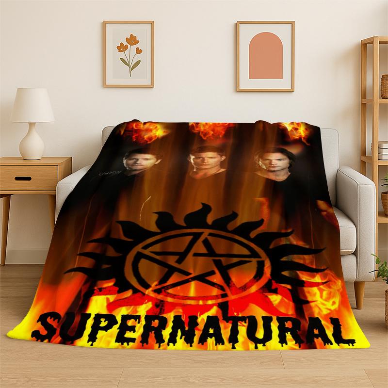 SPN Supernatural Dean Sam TV Flannel Blanket Soft Warm Throw Blanket for Bedroom Living Room Bed Travel Camping Picnic Kid