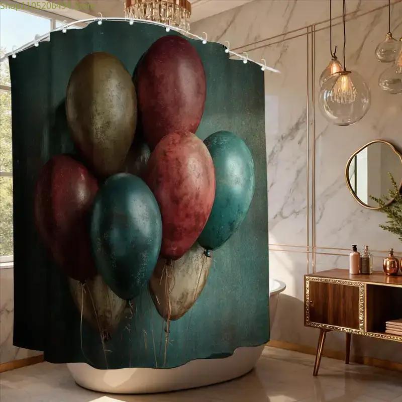 1 Retro Party Shower Curtain | 180X180Cm Polyester Sateen, Unlined, Includes 12 Hooks, Machine Washable, All-Season Home Decor