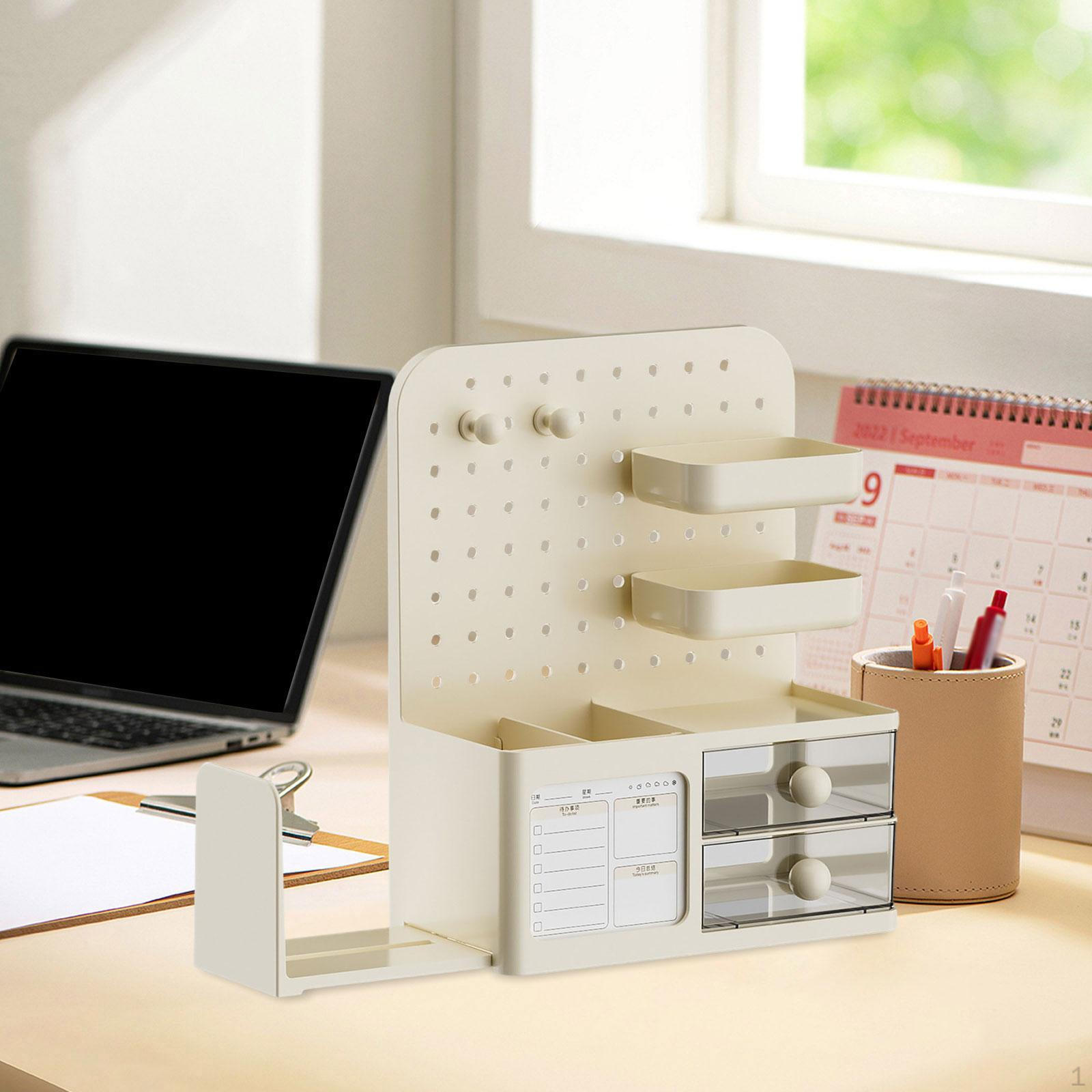 

Desk Organizer As Storage And Stationery Box Make Up Station with Perforated Plate жовтий