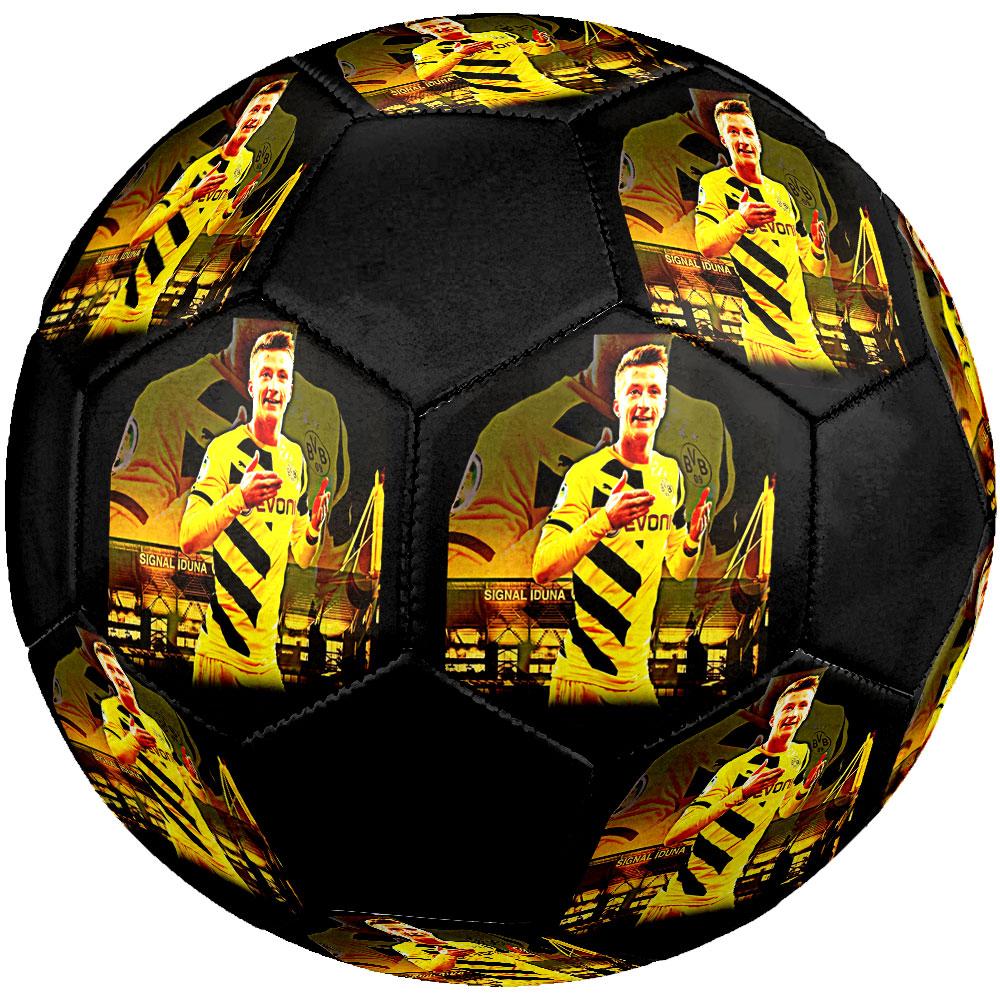 Marco Reus Printed Size 5 Soccer Ball, Machine-Stitched PVC, Durable & High Bounce, All Ages Fit, Fan Merchandise, Matches & Outdoor Use.