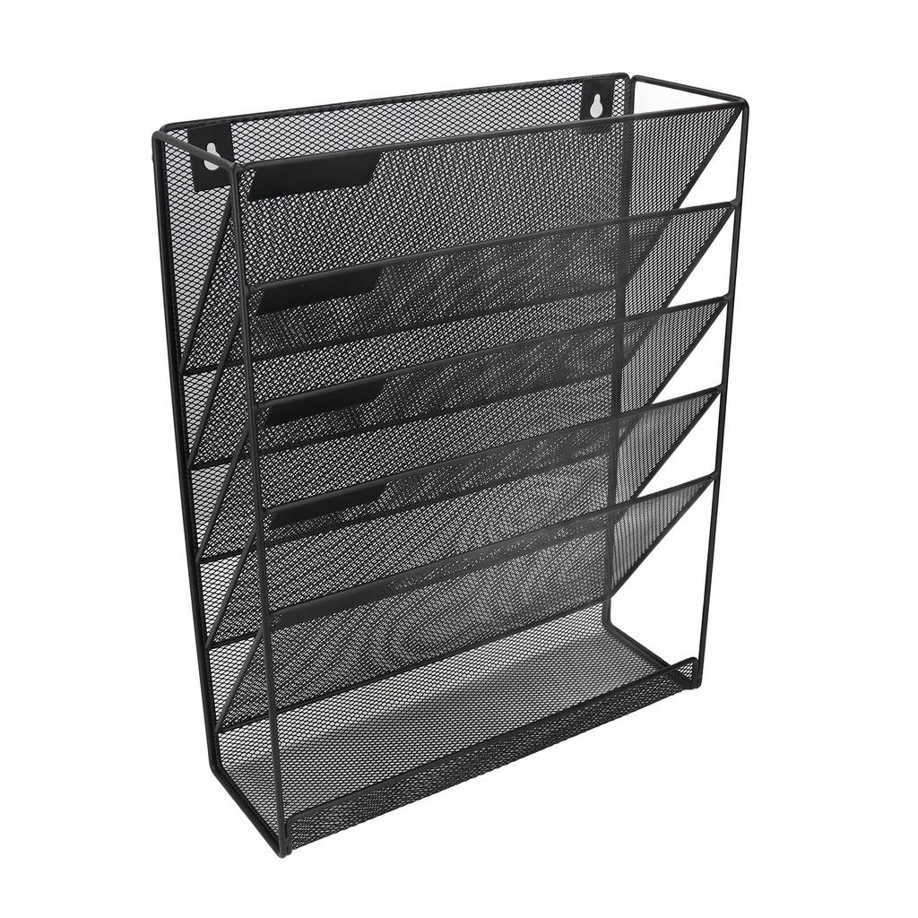 Wall File Organizer 5 Pockets Durable Metal Space Saving Wall Mount Wall File Holder for File Document Notebook