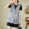 Women Plus Size Linen Blend Sleeveless Vest Open Front V Neck Top