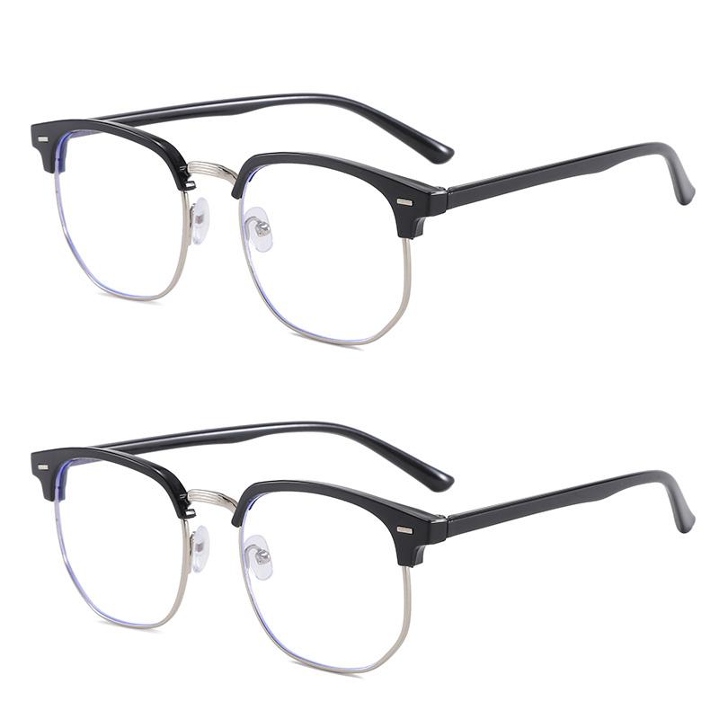 

2PCS Color Changing Metal Half Frame Square Sunglasses Women Men Simple Luxury Sun Glasses Commute Driving Male Female Glasses