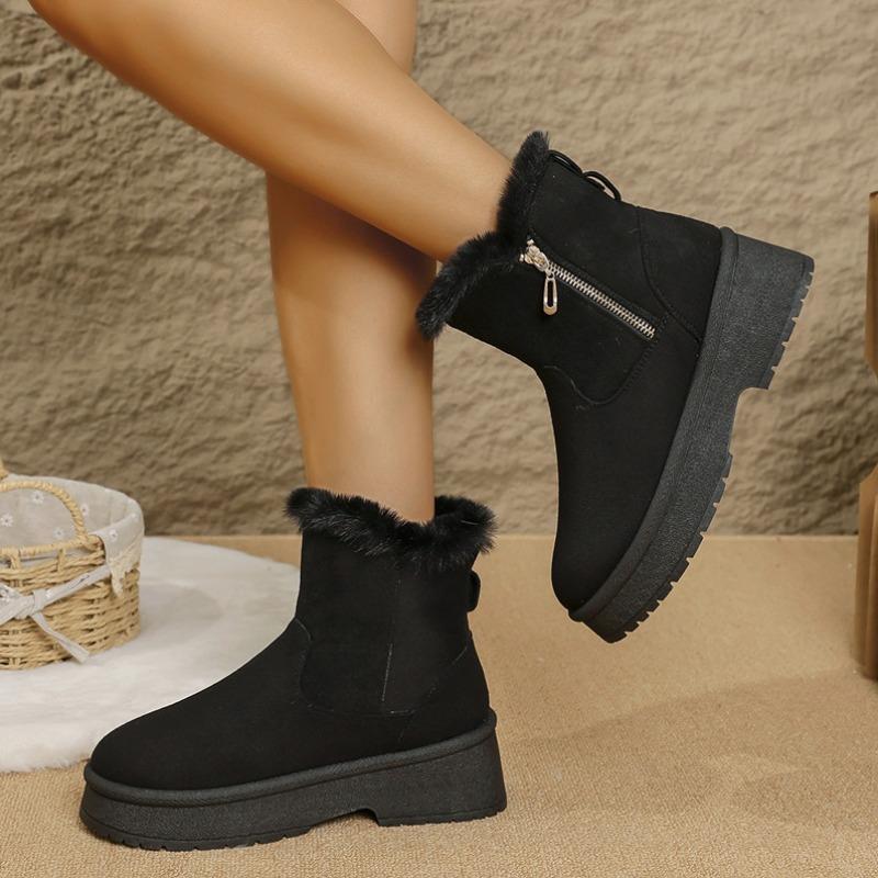 Foreign Trade Cloth Round Head Thick-soled Snow Boots Women's Autumn and Winter New Side Zipper Velvet Warm Short Cotton Boots