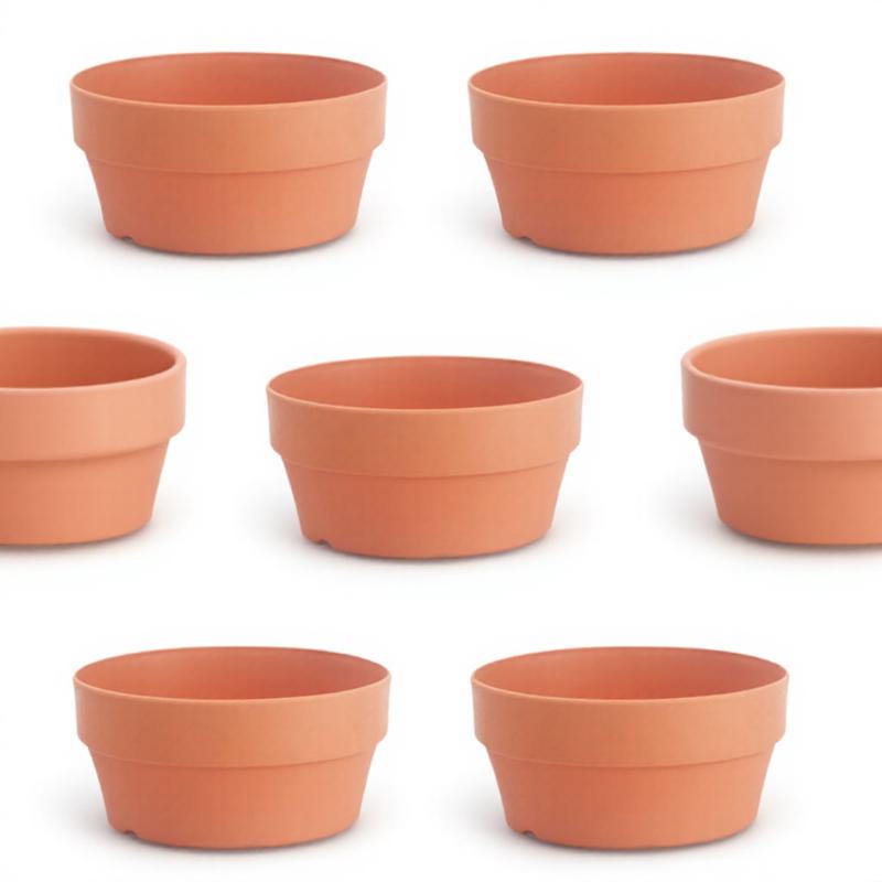 5Pcs Imitation Clay Flowerpot Japanese Round Plastic Plant Pot Drainage Hole Indoor Outdoor Succulent Container Garden Supplies